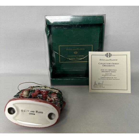 FITZ AND FLOYD OUR FIRST CHRISTMAS ORNAMENT COLLECTORS ITEM NIB - Picture 3 of 4